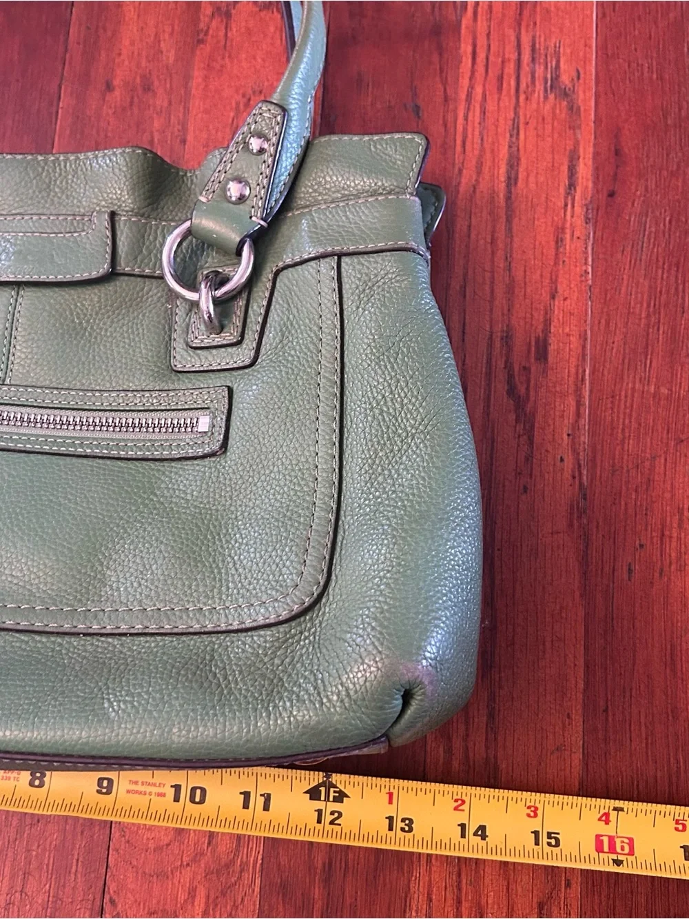 Vintage Coach Penelope F14686 Green Pebbled Leather Satchel Shoulder Bag Purse